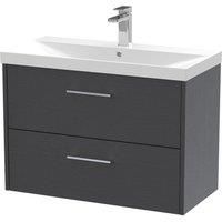 Hudson Reed Juno 800mm Wall Hung 2 Drawer Vanity & Thin-Edge Basin - Graphite Grey