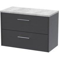 Hudson Reed Juno 800mm Wall Hung 2 Drawer Vanity & Bellato Grey Laminate Top - Graphite Grey