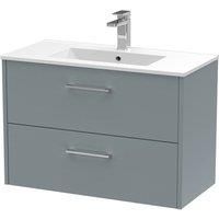 Hudson Reed Juno 800mm Wall Hung 2 Drawer Vanity & Minimalist Basin - Coastal Grey