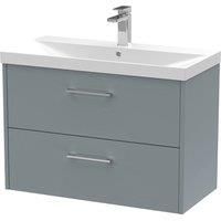 Hudson Reed Juno 800mm Wall Hung 2 Drawer Vanity & Thin-Edge Basin - Coastal Grey