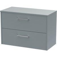 Hudson Reed Juno 800mm Wall Hung 2 Drawer Vanity & Worktop - Coastal Grey