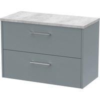 Hudson Reed Juno 800mm Wall Hung 2 Drawer Vanity & Bellato Grey Laminate Top - Coastal Grey