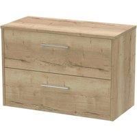 Hudson Reed Juno 800mm Wall Hung 2 Drawer Vanity & Worktop - Autumn Oak