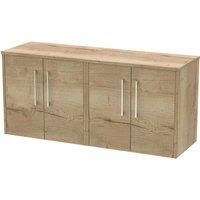 Hudson Reed Juno 1200mm Wall Hung 4 Door Vanity & Worktop - Autumn Oak