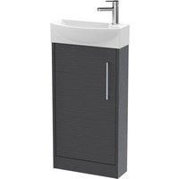 Hudson Reed Juno 44cm Floor Unit & 1 Tap Hole Basin LH Grey