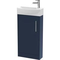 Hudson Reed Juno Compact 440mm Floor Standing 1 Door Unit & 1 Tap Hole Basin LH - Electric Blue