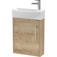 Hudson Reed Juno Compact 440mm Wall Hung 1 Door Unit & 1 Tap Hole Basin LH - Autumn Oak