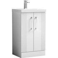 Nuie Deco 500mm Floor Standing 2 Door Vanity & Basin 1 - Satin White