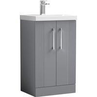 Nuie Deco 500mm Floor Standing 2 Door Vanity & Basin 1 - Satin Grey