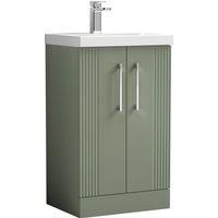Nuie Deco 500mm Floor Standing 2 Door Vanity & Basin 1 - Satin Reed Green