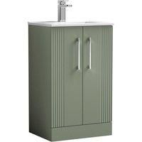 Nuie Deco 500mm Floor Standing 2 Door Vanity & Basin 2 - Satin Reed Green