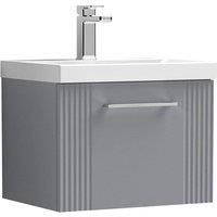 Nuie Deco 500mm Wall Hung Single Drawer Vanity & Basin 3 - Satin Grey