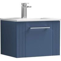 Nuie Deco 500mm Wall Hung Single Drawer Vanity & Basin 2 - Satin Blue