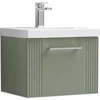 Nuie Deco 500mm Wall Hung Single Drawer Vanity & Basin 1 - Satin Reed Green