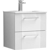 Nuie Deco 500mm Wall Hung 2 Drawer Vanity & Basin 2 - Satin White