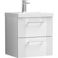 Nuie Deco 500mm Wall Hung 2 Drawer Vanity & Basin 3 - Satin White