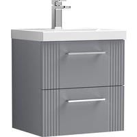 Nuie Deco 500mm Wall Hung 2 Drawer Vanity & Basin 1 - Satin Grey