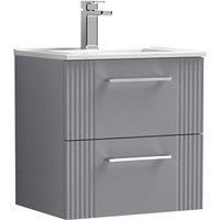 Nuie Deco 500mm Wall Hung 2 Drawer Vanity & Basin 2 - Satin Grey