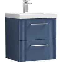 Nuie Deco 500mm Wall Hung 2 Drawer Vanity & Basin 1 - Satin Blue