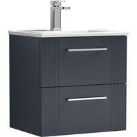 Nuie Deco 500mm Wall Hung 2 Drawer Vanity & Basin 2 - Satin Anthracite