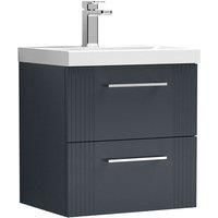 Nuie Deco 500mm Wall Hung 2 Drawer Vanity & Basin 3 - Satin Anthracite
