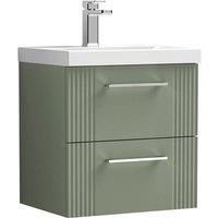 Nuie Deco 500mm Wall Hung 2 Drawer Vanity & Basin 3 - Satin Reed Green