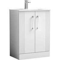 Nuie Deco 600mm Floor Standing 2 Door Vanity & Basin 2 - Satin White