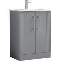 Nuie Deco 600mm Floor Standing 2 Door Vanity & Basin 2 - Satin Grey