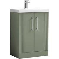Nuie Deco 600mm Floor Standing 2 Door Vanity & Basin 1 - Satin Reed Green