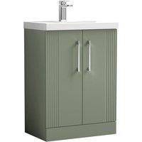 Nuie Deco 600mm Floor Standing 2 Door Vanity & Basin 3 - Satin Reed Green