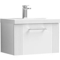 Nuie Deco 600mm Wall Hung Single Drawer Vanity & Basin 3 - Satin White
