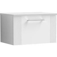 Nuie Deco 600mm Wall Hung Single Drawer Vanity & Worktop - Satin White