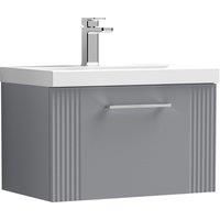 Nuie Deco 600mm Wall Hung Single Drawer Vanity & Basin 1 - Satin Grey