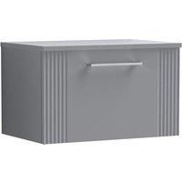Nuie Deco Wall Hung 1-Drawer Vanity Unit with Worktop 600mm Wide - Satin Grey