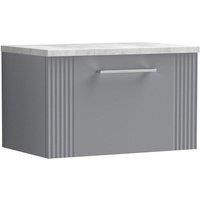 Nuie Deco 600mm Wall Hung Single Drawer Vanity & Bellato Grey Laminate Top - Satin Grey