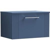 Nuie Deco Wall Hung 1-Drawer Vanity Unit with Worktop 600mm Wide - Satin Blue