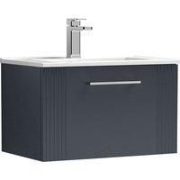 Nuie Deco 600mm Wall Hung Single Drawer Vanity & Basin 2 - Satin Anthracite