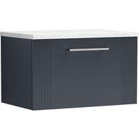 Nuie Deco 600mm Wall Hung Single Drawer Vanity & Sparkling White Laminate Top - Satin Anthracite