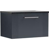 Nuie Deco 600mm Wall Hung Single Drawer Vanity & Sparkling Black Laminate Top - Satin Anthracite