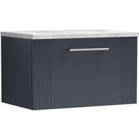 Nuie Deco 600mm Wall Hung Single Drawer Vanity & Bellato Grey Laminate Top - Satin Anthracite