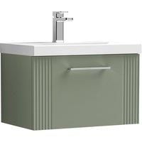 Nuie Deco 600mm Wall Hung Single Drawer Vanity & Basin 1 - Satin Reed Green