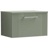 Nuie Deco Wall Hung 1-Drawer Vanity Unit & Worktop 600mm - Reed Green