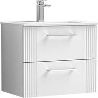 Nuie Deco 600mm Wall Hung 2 Drawer Vanity & Basin 2 - Satin White