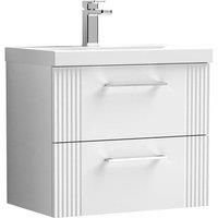 Nuie Deco 600mm Wall Hung 2 Drawer Vanity & Basin 3 - Satin White