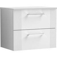 Nuie Deco Wall Hung 2-Drawer Vanity Unit with Worktop 600mm Wide - Satin White