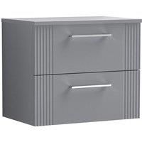 Nuie Deco Wall Hung 2-Drawer Vanity Unit with Worktop 600mm Wide - Satin Grey