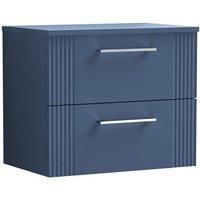 Nuie Deco Wall Hung 2-Drawer Vanity Unit with Worktop 600mm Wide - Satin Blue