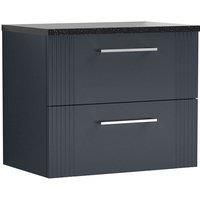 Nuie Deco WH 2-Drawer Vanity Unit & Black Worktop 600mm - Satin Anthracite