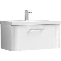 Nuie Deco 800mm Wall Hung Single Drawer Vanity & Basin 1 - Satin White