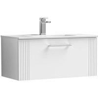 Nuie Deco 800mm Wall Hung Single Drawer Vanity & Basin 2 - Satin White